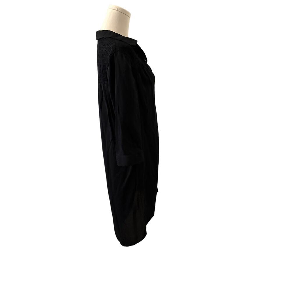 Simply Vera Wang Womens Smocked Shirt Dress Lightweight Size M Black witchy goth - Picture 2 of 15